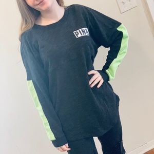 PINK brand Charcoal Sweatshirt w/ L. Green Accents